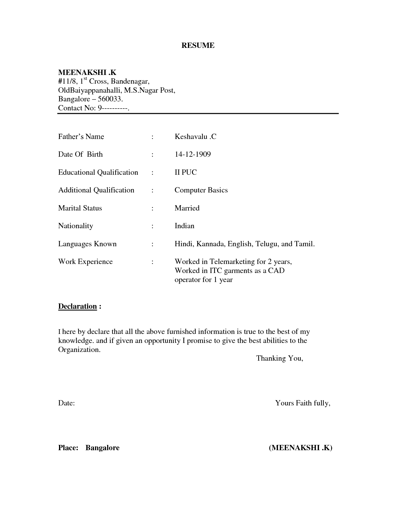 Resume Format Doc File Download Resume Format Doc File Download with sizing 1275 X 1650