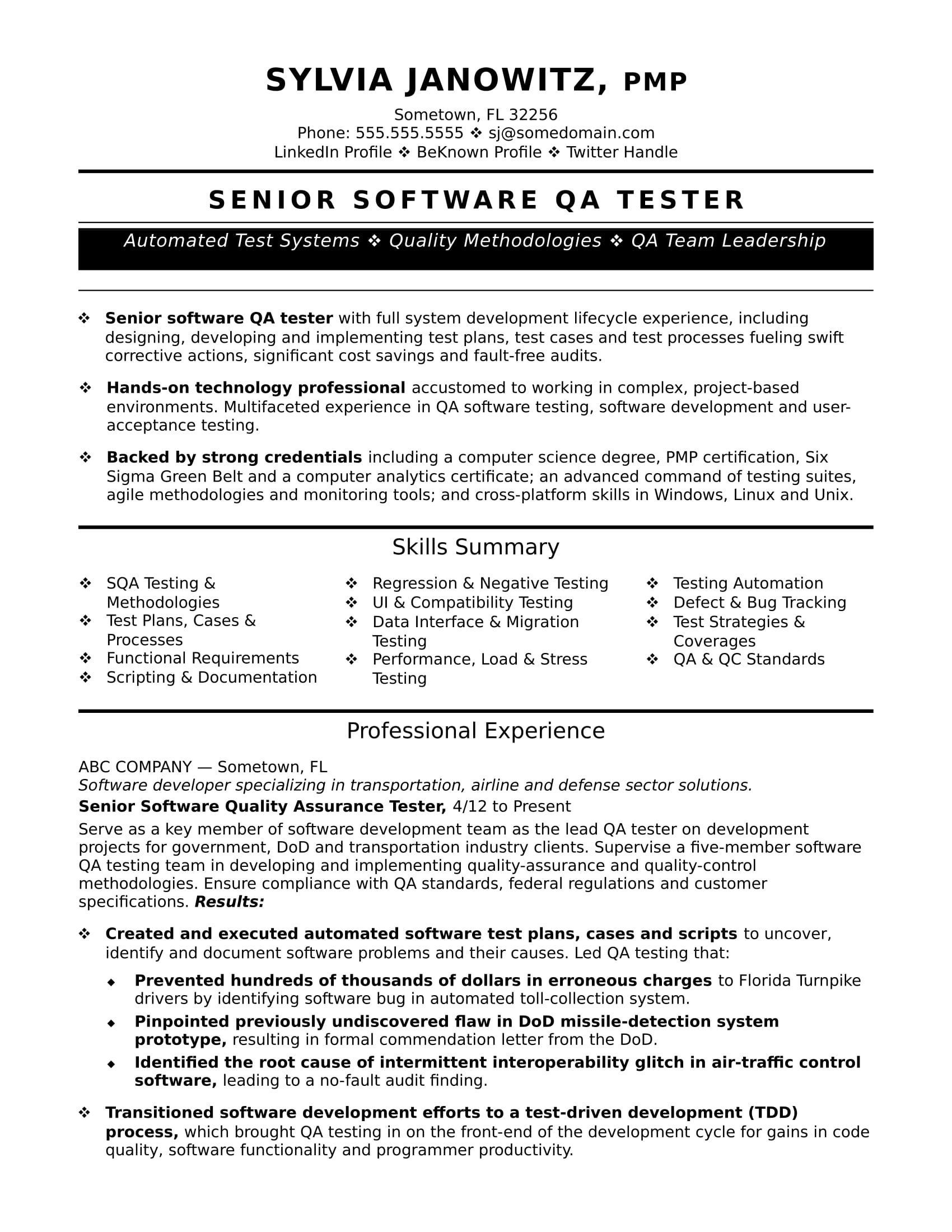 Resume Templates For Qa Tester Resume Resumetemplates Templates for proportions 1700 X 2200