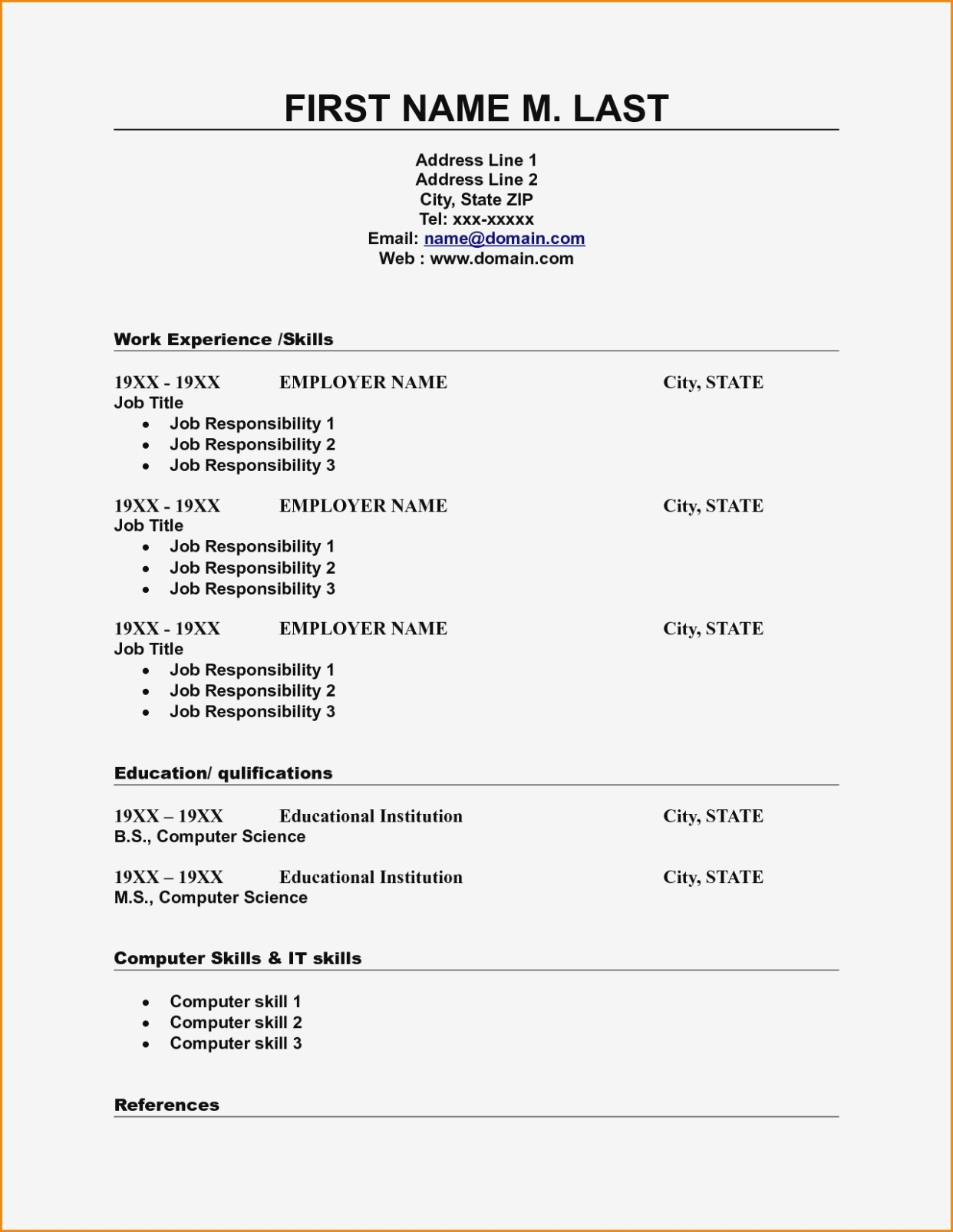 Resume Templates Pdf Best Of 13 Blank Template Images Form 4 for sizing 1242 X 1606