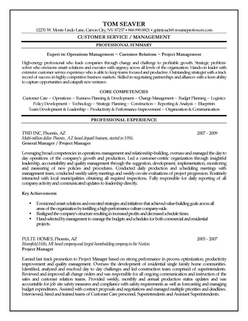 Resume Templates Project Manager Industry Leading Construction regarding size 800 X 1035