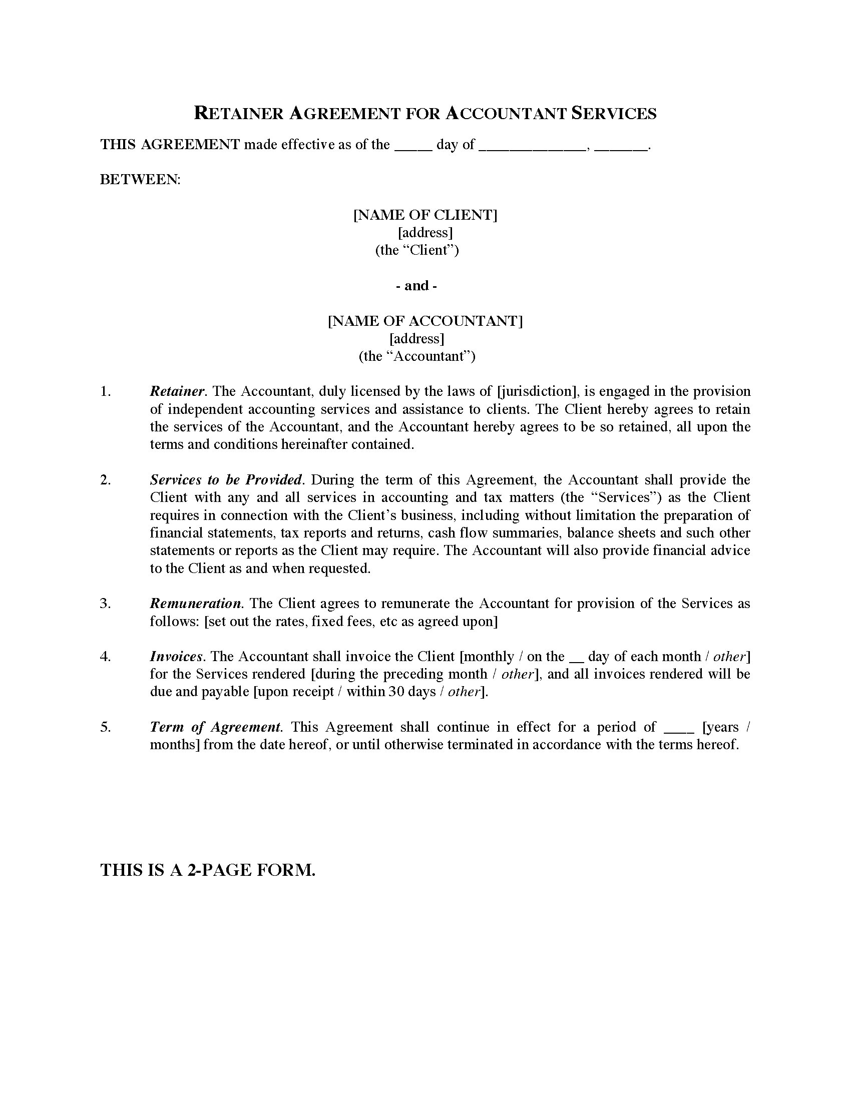 Retainer Agreement For Accounting Services Legal Forms And within dimensions 1700 X 2200