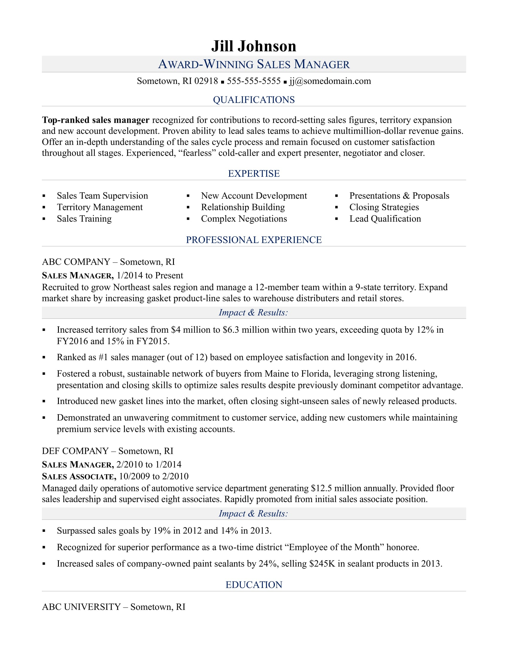 Sales Manager Resume Sample Monster inside measurements 1700 X 2200