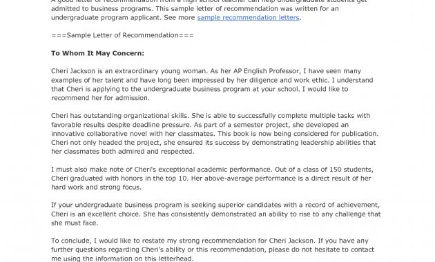 Sample Application Letter For Admission School Recommendation intended for dimensions 1275 X 1650