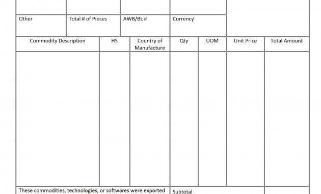 Sample Export Invoice Format Of Export Invoice In Excel inside size 2550 X 3300