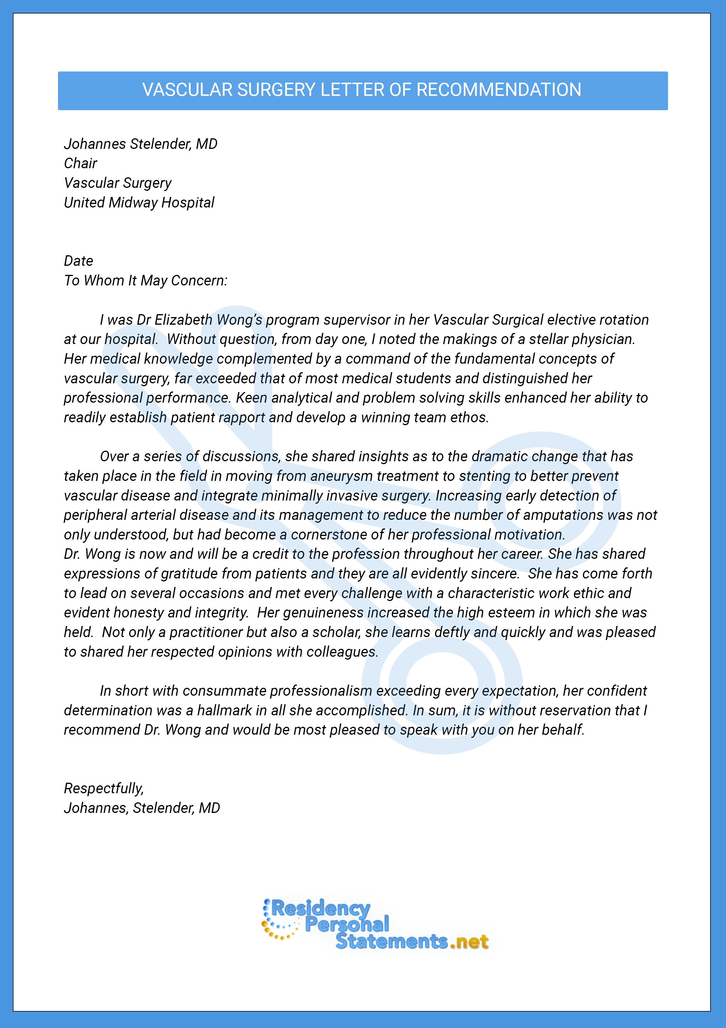 Sample Letter Of Recommendation For Residency in dimensions 2480 X 3508