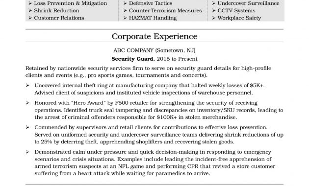 Security Guard Resume Sample Monster regarding measurements 1700 X 2200