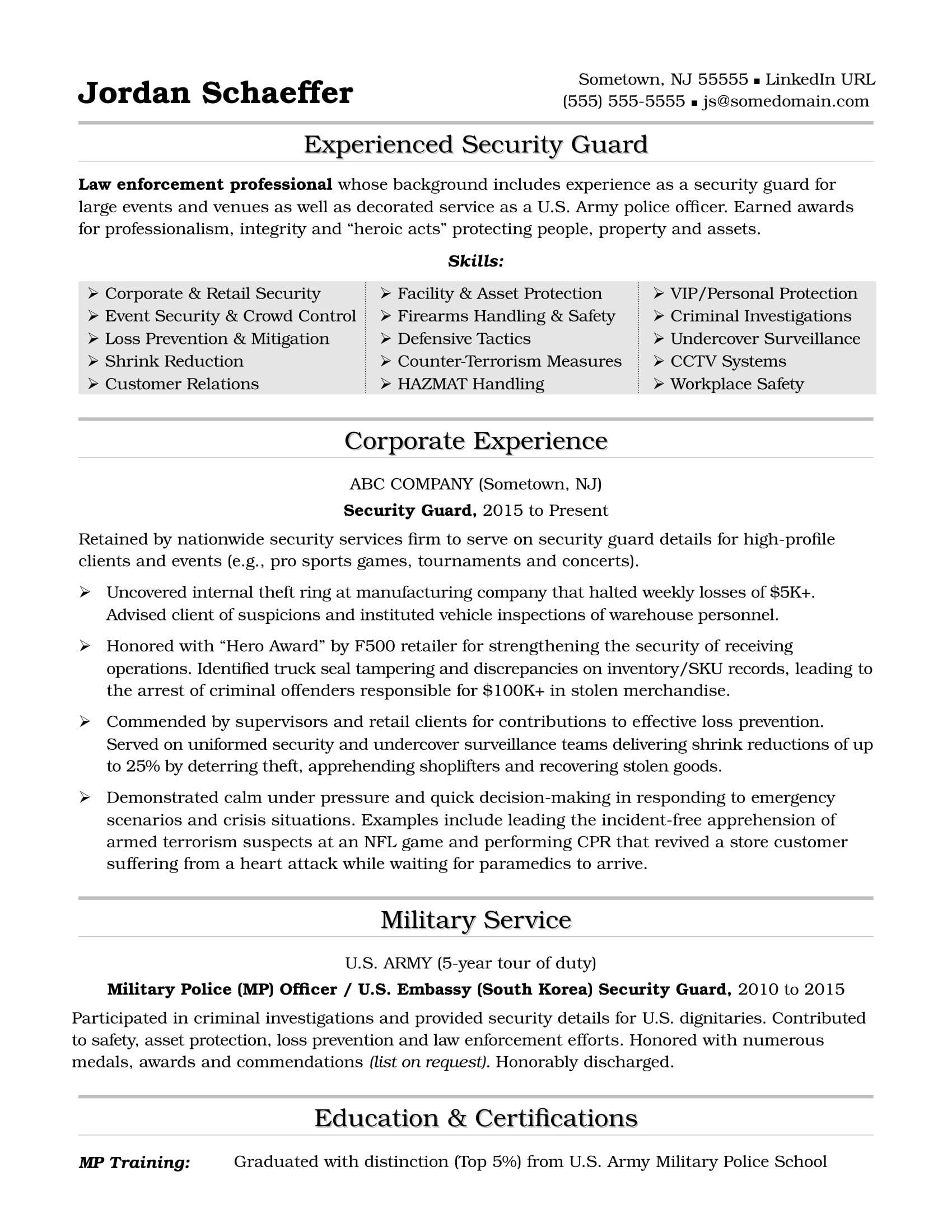 Security Guard Resume Sample Monster regarding measurements 1700 X 2200