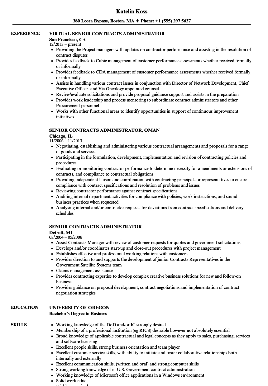 Senior Contracts Administrator Resume Samples Velvet Jobs with measurements 860 X 1240