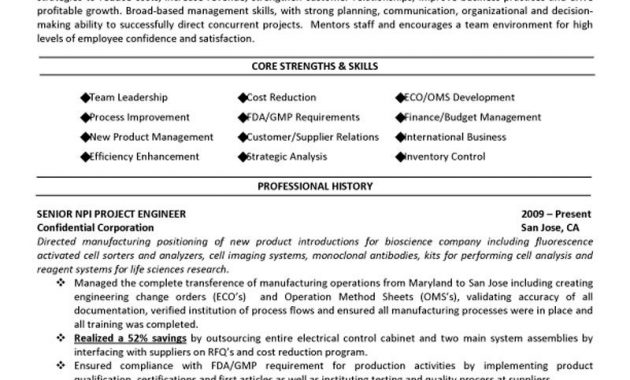 Senior Management Executive Manufacturing Engineering Resume with proportions 800 X 1035