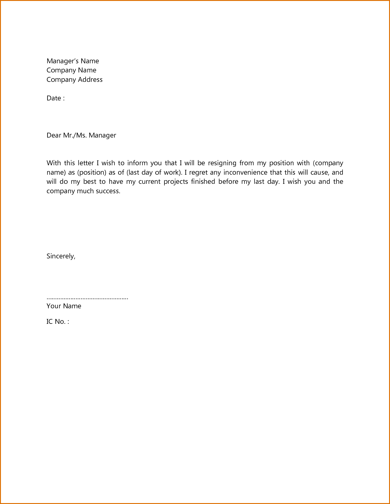 Simple Format Of Resignation Letter Resume Layout 2017 in dimensions 1281 X 1656