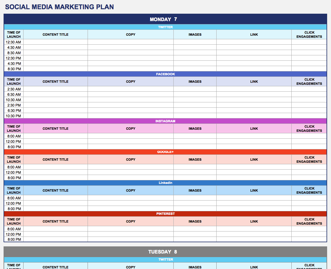 Social Media Marketing Plan Template Inspirational Marketing Plan within sizing 1111 X 904