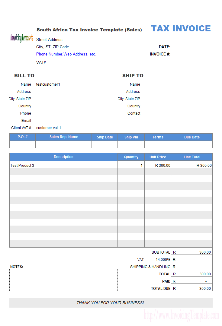 South Africa Tax Invoice Template Sales with regard to measurements 735 X 1081