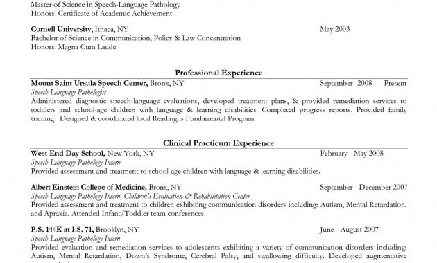 Speech Therapy Resume Yelomdigitalsiteco pertaining to size 1275 X 1650