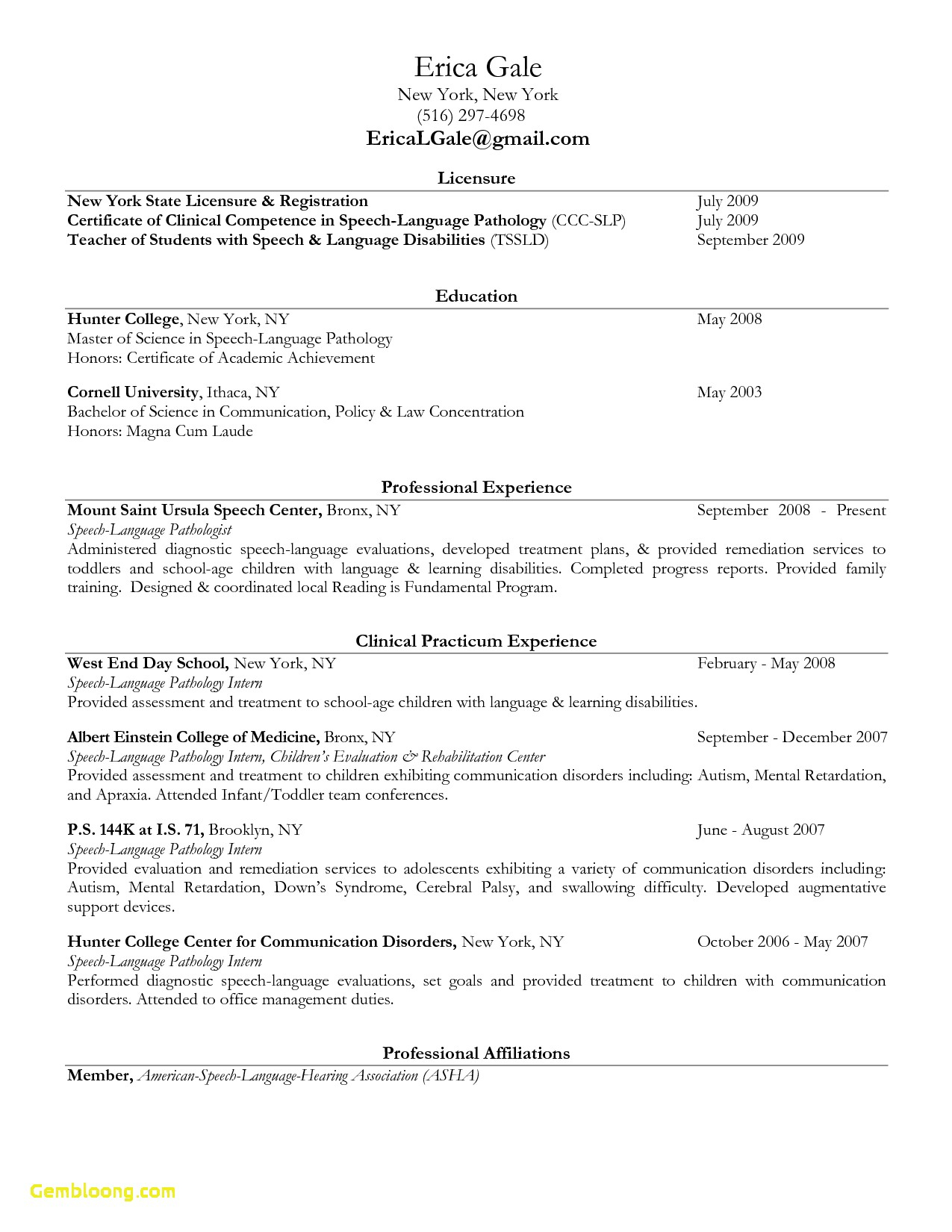 Speech Therapy Resume Yelomdigitalsiteco pertaining to size 1275 X 1650