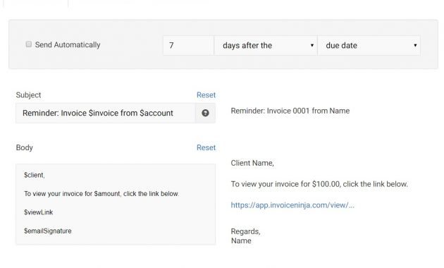 Speed Up Payment Times With Invoice Auto Reminder Emails Invoice Ninja within dimensions 1097 X 772