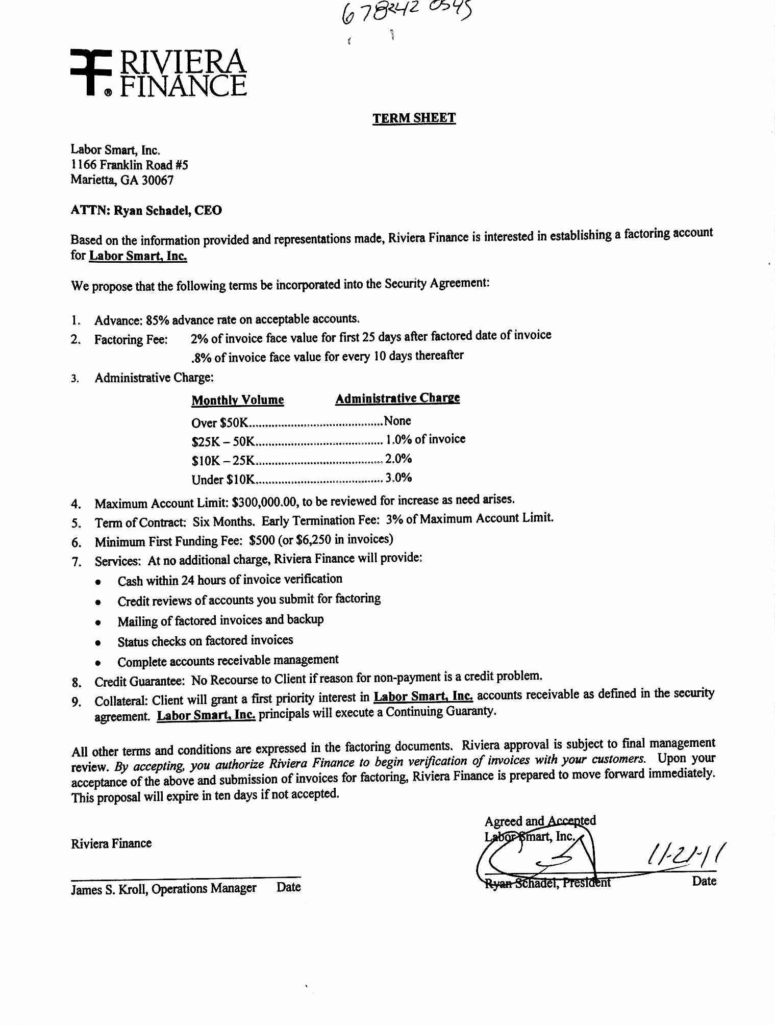 invoice factoring agreement