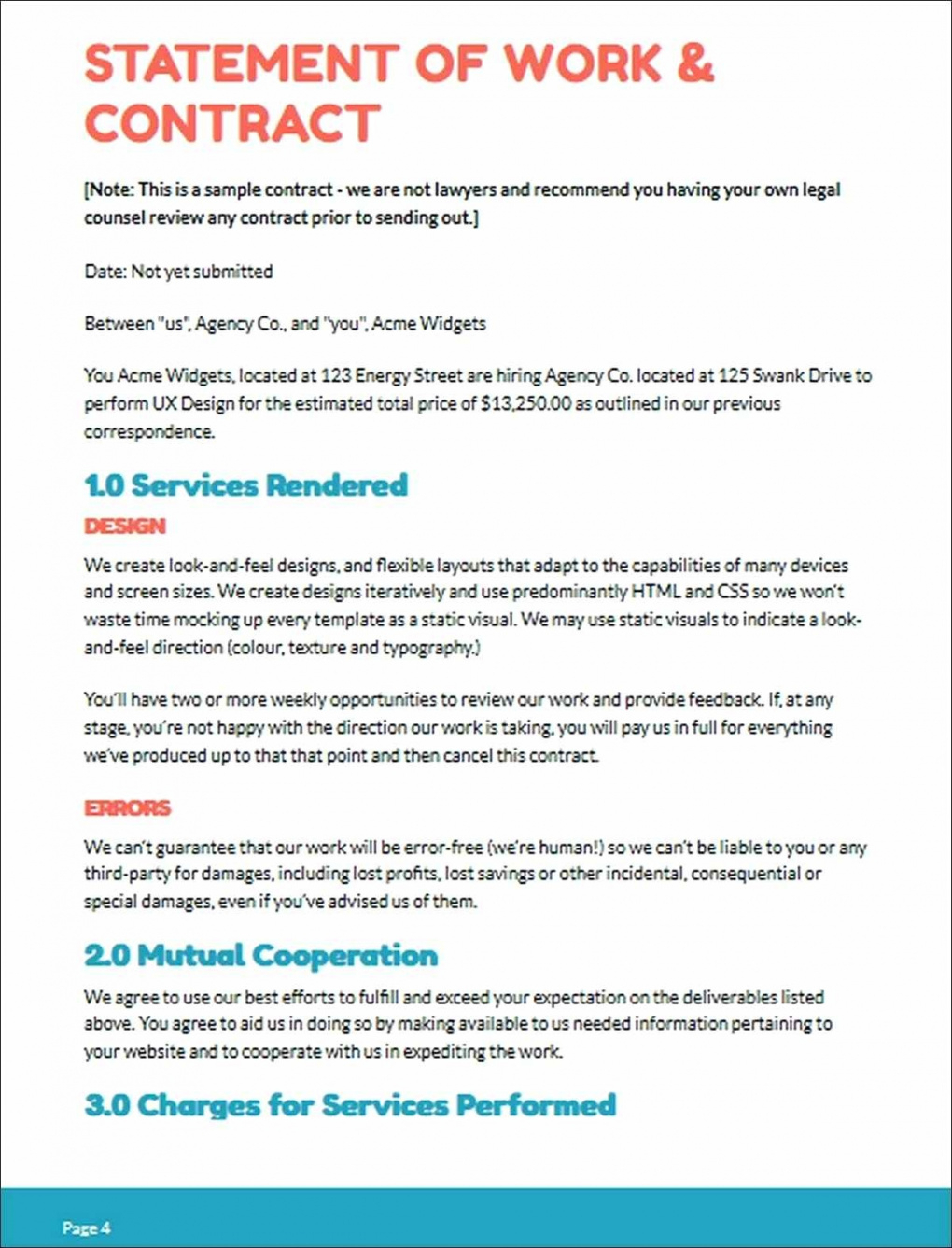 Statement Of Agreement Exclusive Template Proposal For Contract Work inside dimensions 1020 X 1337