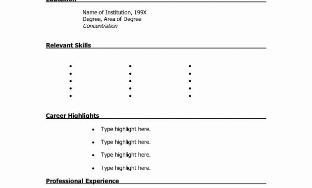 Student Resume Format Fresh Printable Resume Template For High regarding measurements 1275 X 1650