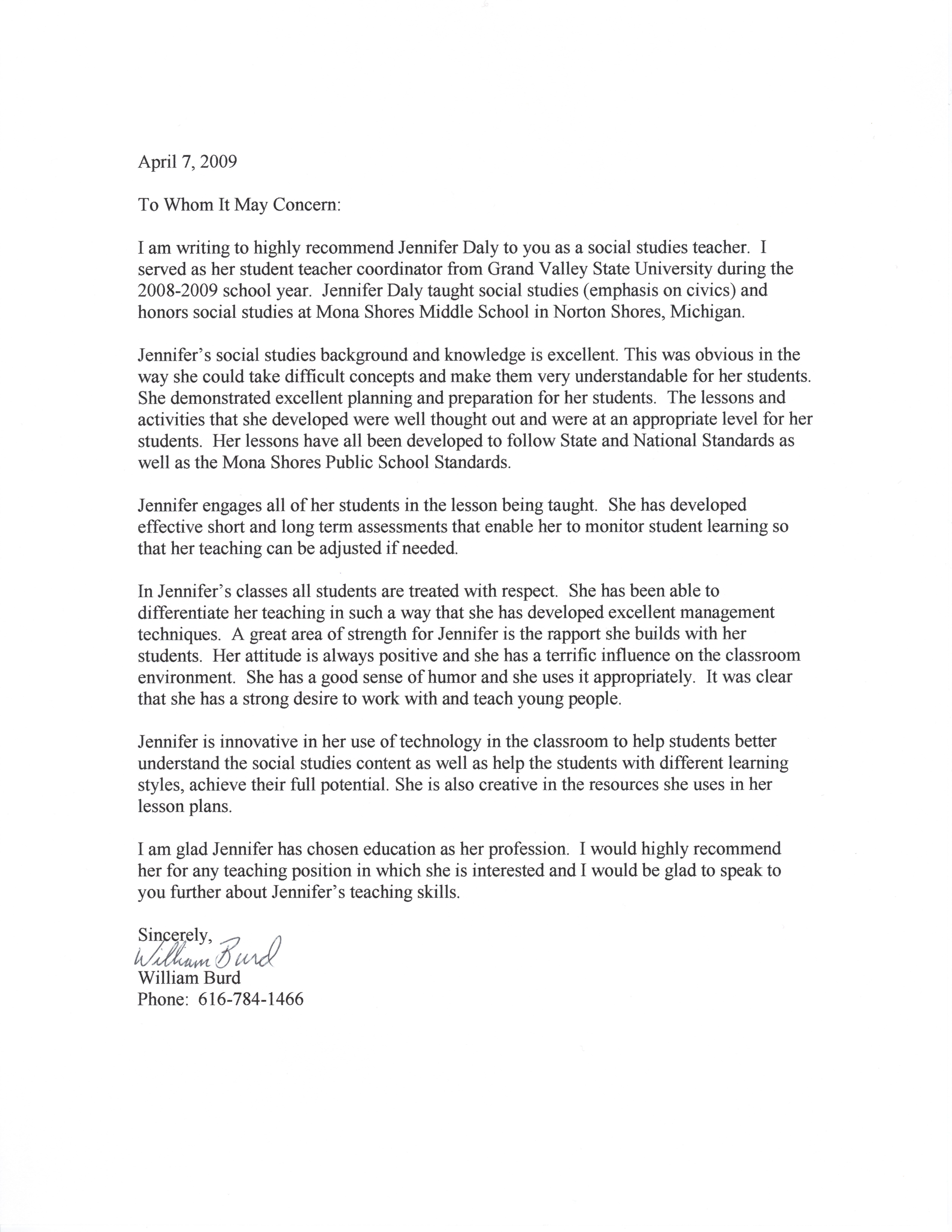 Student Teacher Recommendation Letter Examples Letter Of for dimensions 5100 X 6600