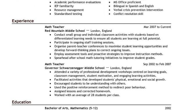 Teacher Education Emphasis How To Make A Good Teacher Resume throughout proportions 800 X 1035