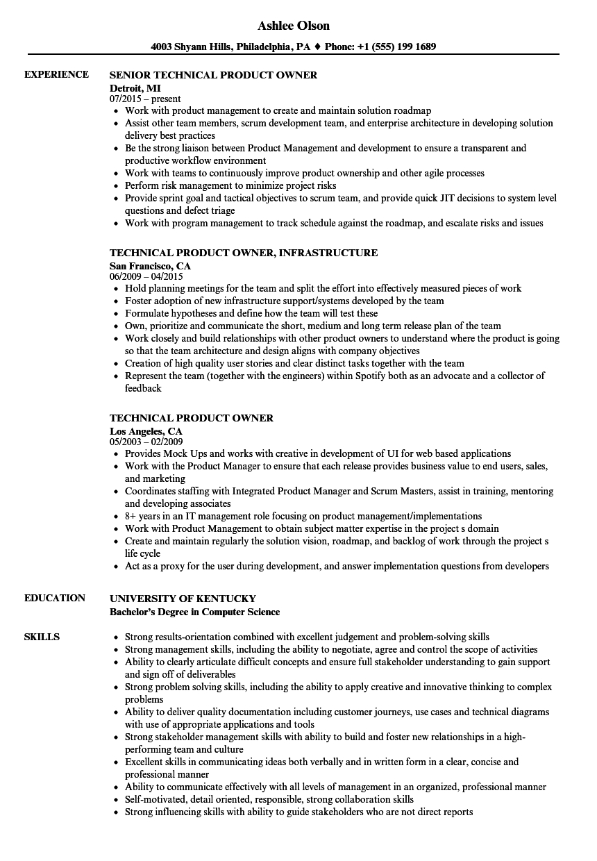 Technical Product Owner Resume Samples Velvet Jobs with proportions 860 X 1240