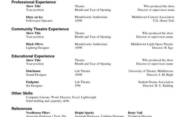 Theatre Resume Template Drama Teacher Pinterest Resume Resume throughout proportions 791 X 1024