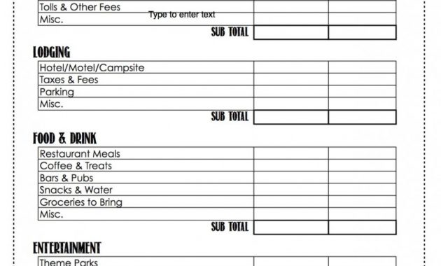 Travel Budget Template Yelomdigitalsiteco with sizing 791 X 1024