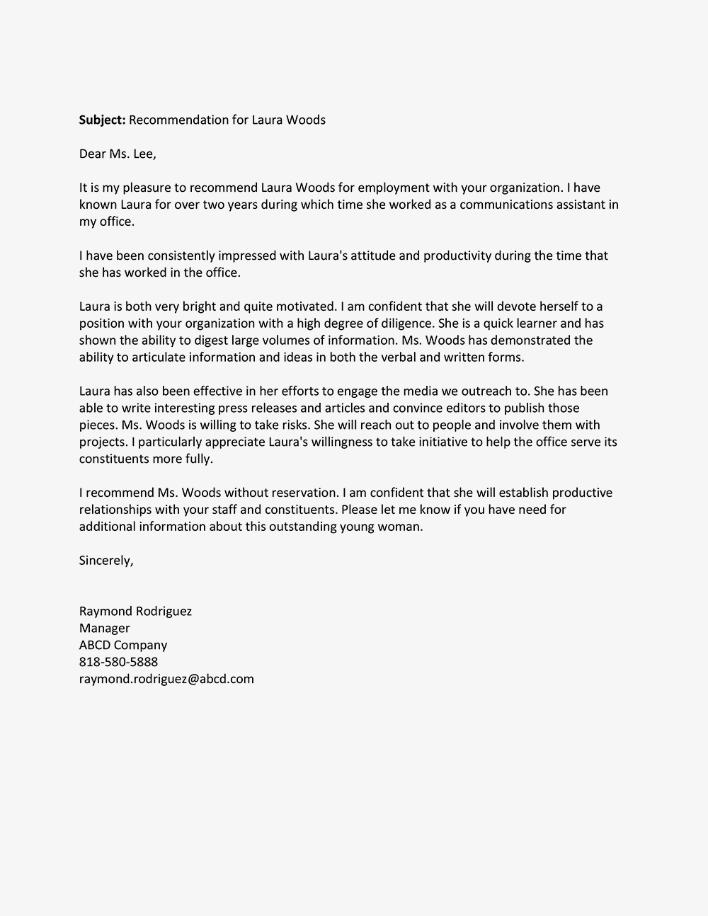 Write An Employee Recommendation Letter inside size 1000 X 1294