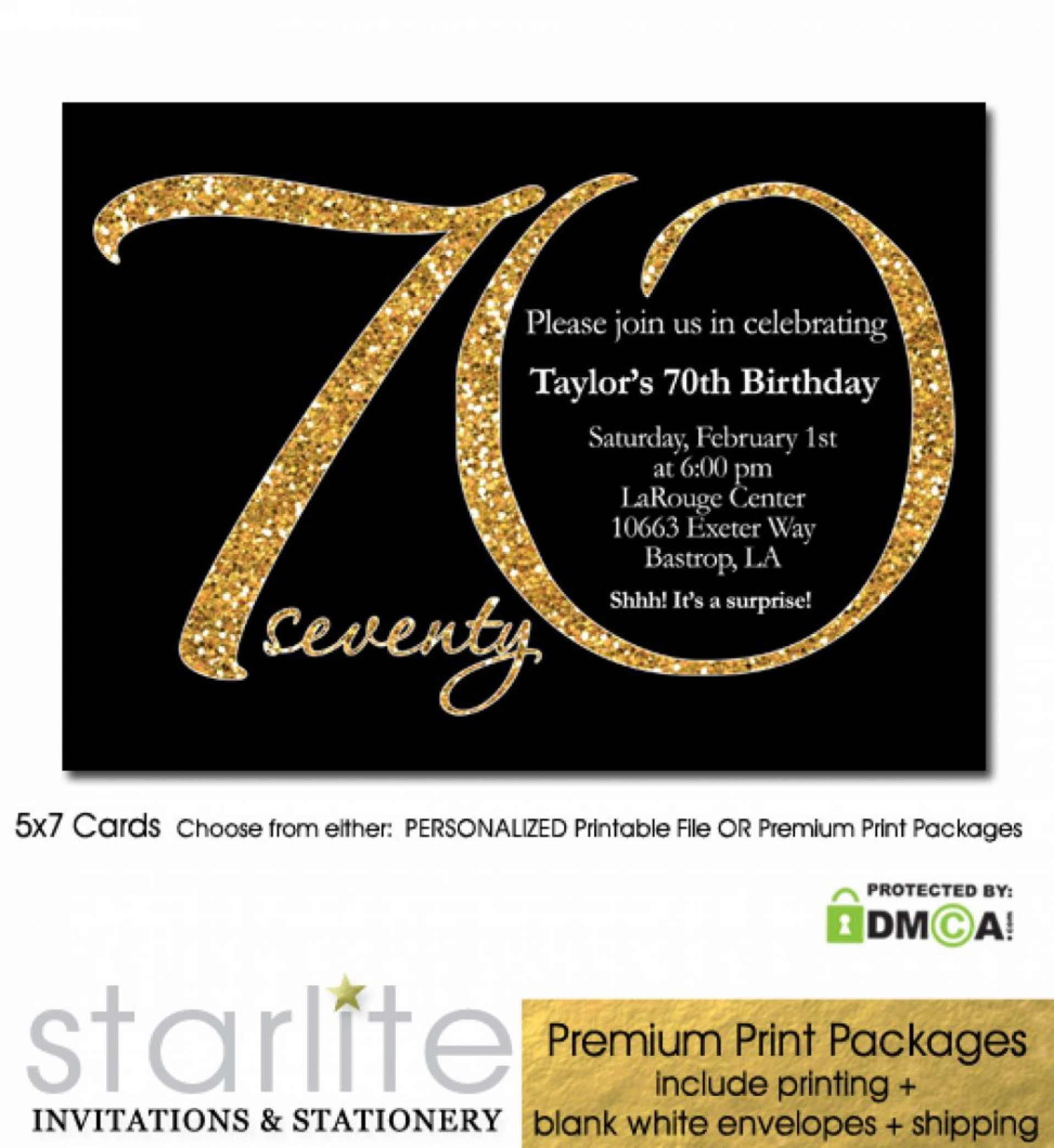 70th Birthday Invitation Templates • Business Template Ideas