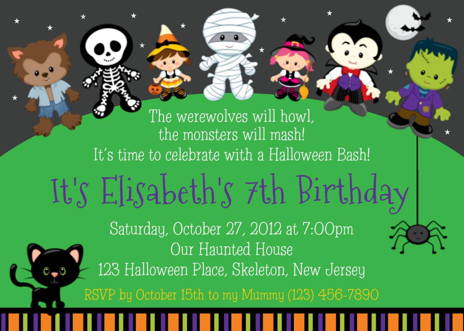 009 Printable Halloween Birthday Party Invitations 6 Invite Template inside proportions 1500 X 1071