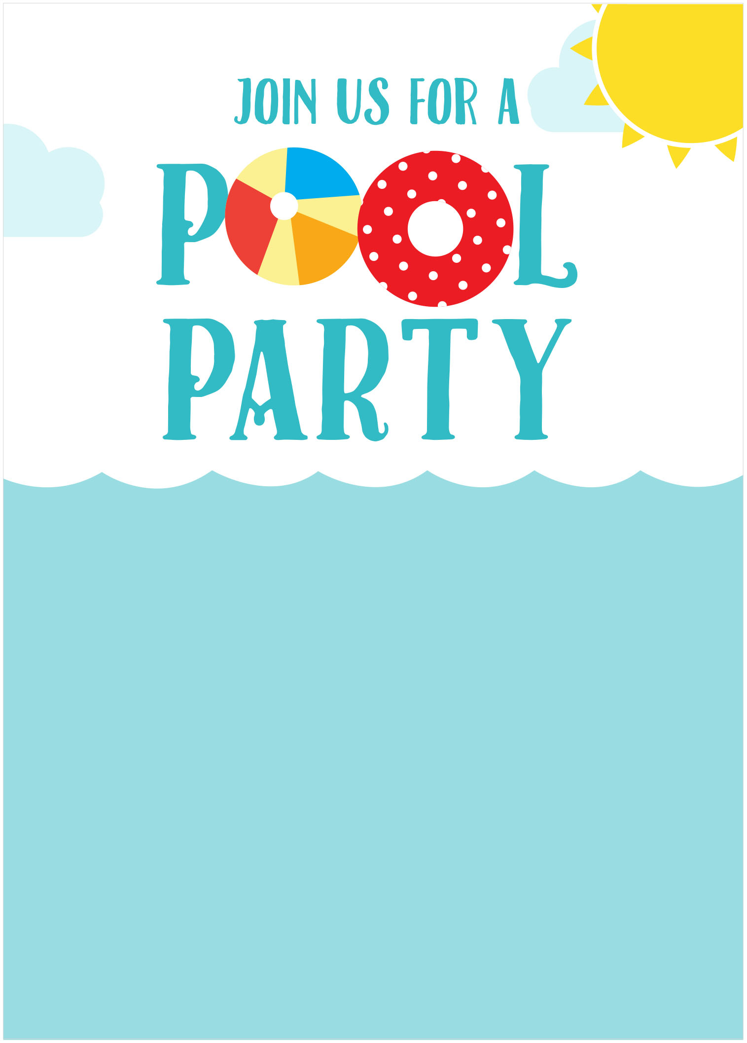 011 Custom Pool Party Invitations Summer Invites Templates Template regarding proportions 1515 X 2115