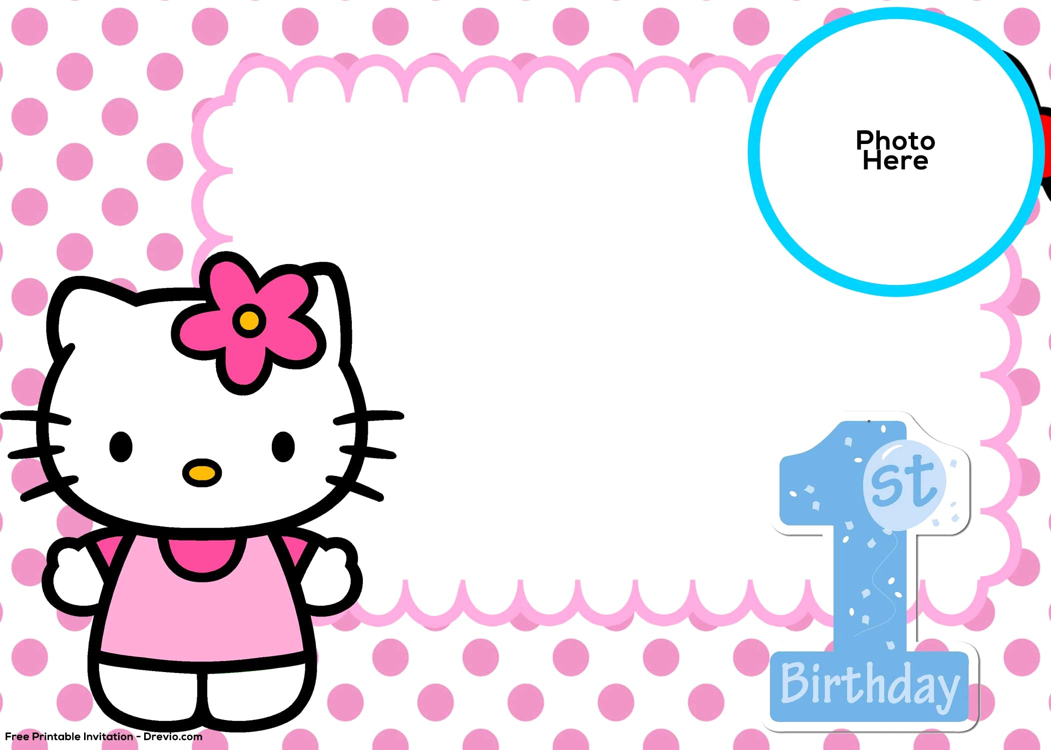 019 Template Ideas Birthday Invitation Free Hello Kitty 1st Flower intended for sizing 2100 X 1500