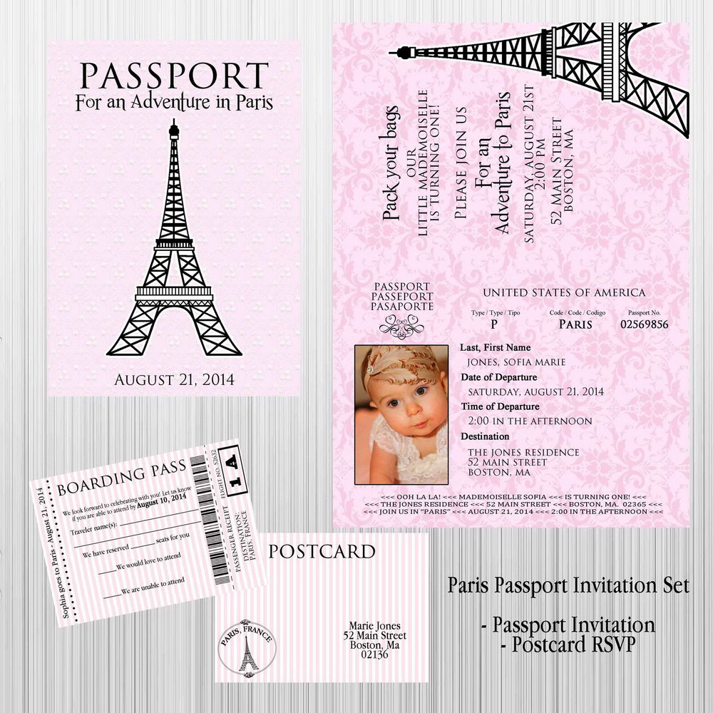 022 Paris Passport Invitation Template Free Invitations Templates within proportions 1000 X 1000