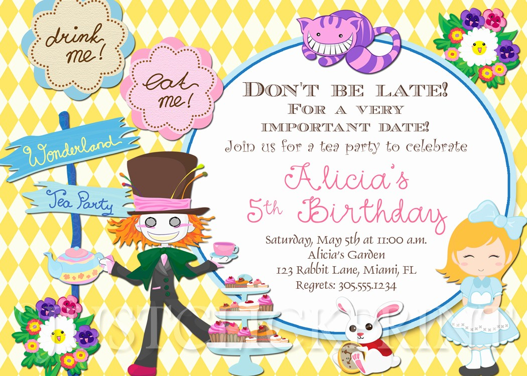 024 Template Ideas Alice In Wonderland Invite Invitations Templates for size 1050 X 750
