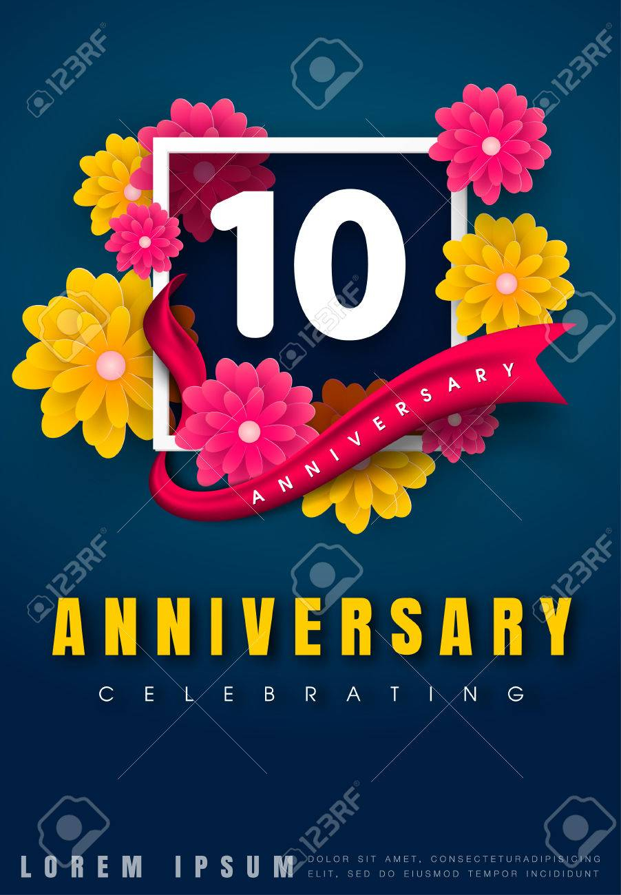 10 Years Anniversary Invitation Card Celebration Template Design for size 902 X 1300