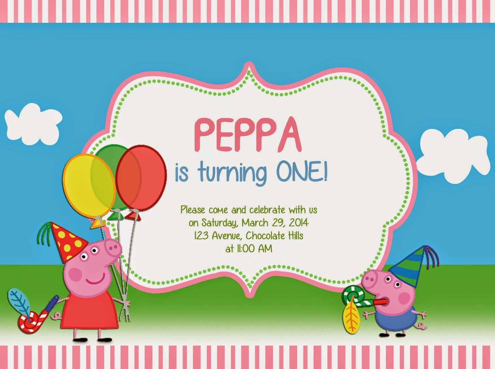 14 Create Custom Peppa Pig Birthday Invitation Template Customize with dimensions 1600 X 1195