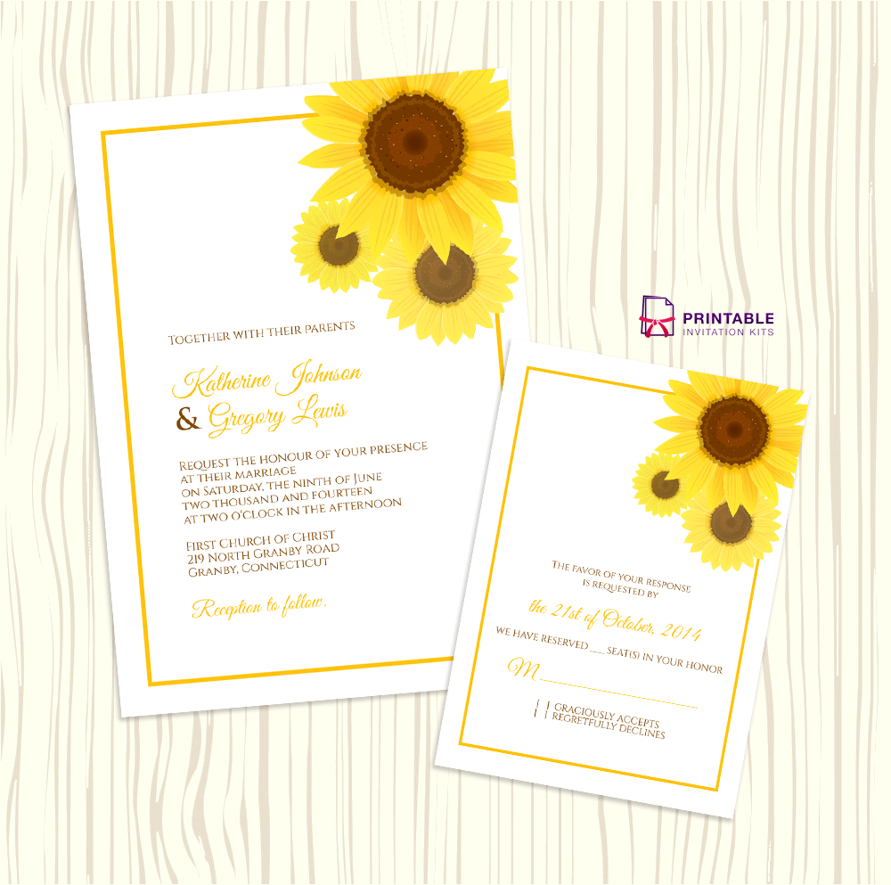 16 Create Your Own Sunflower Wedding Invitation Template Very Best with regard to proportions 1000 X 993
