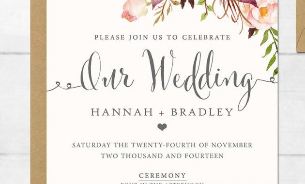 16 Printable Wedding Invitation Templates You Can Diy Future throughout size 768 X 1024