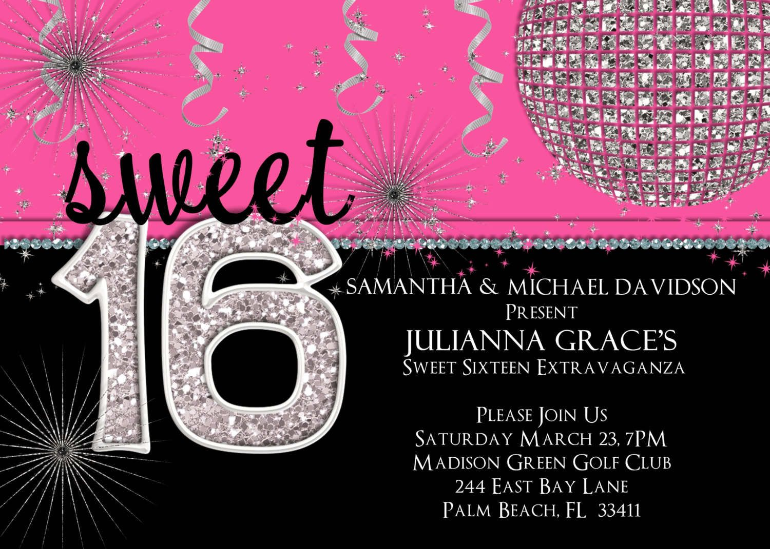 16th Birthday Party Invitations Templates Free Party Invitation pertaining to size 1500 X 1071