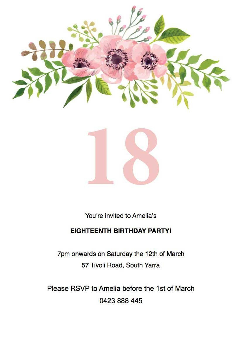 18th Birthday Invitation Templates Template Ideas regarding sizing 830 X 1188