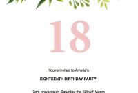 18th Birthday Invitation Templates Template Ideas with regard to size 830 X 1188
