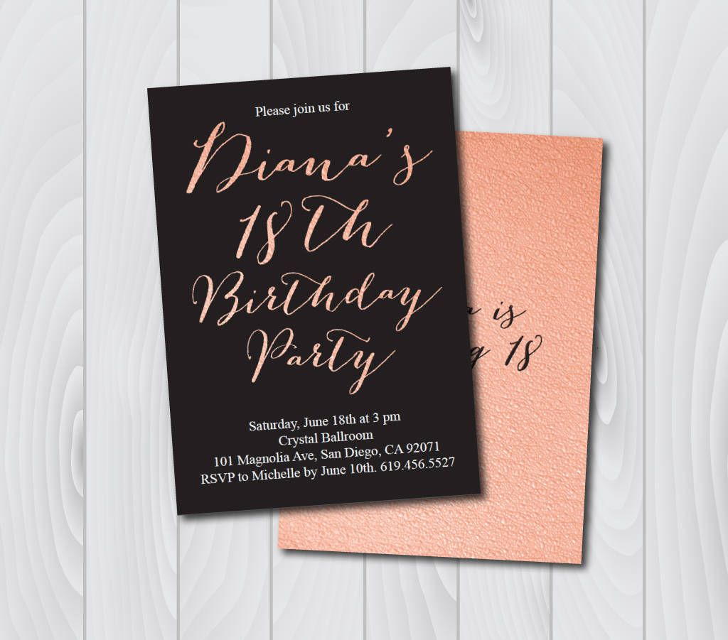 18th Birthday Invitationprintable Pink Black Birthday Invitation inside proportions 1024 X 901