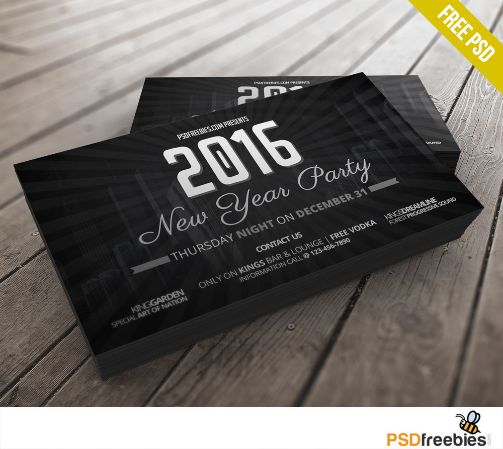 2016 New Years Party Invitation Card Free Psd Psdfreebies with regard to proportions 1000 X 894