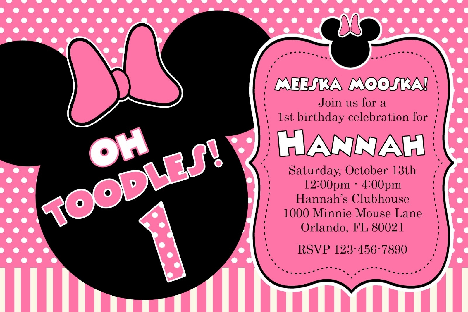 21 Create Amazing Birthday Invitation Template Minnie Mouse Favorite with proportions 1600 X 1067