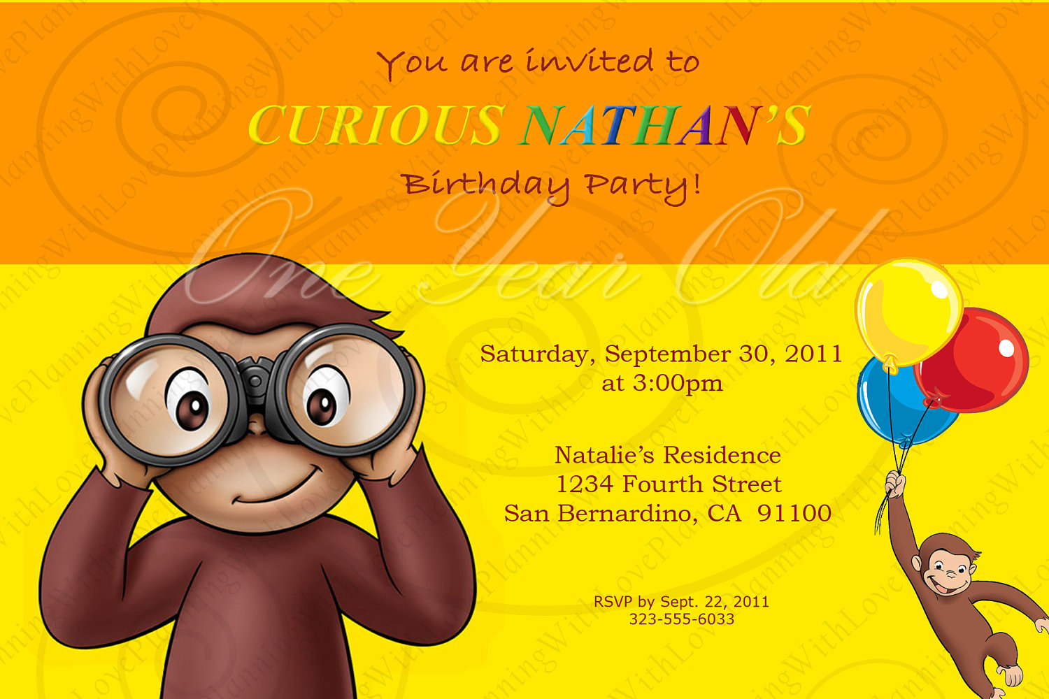 23 Images Of Curious George Birthday Invitation Template Photomeat in proportions 1500 X 1000