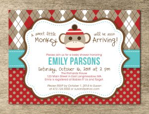 24 Sock Monkey Invitation Template Sock Monkey Ba Shower intended for sizing 2000 X 1526