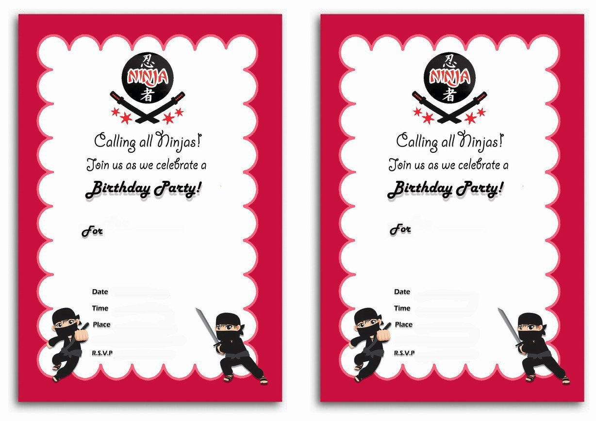 25 Find A Big Collection Of Ninja Warrior Birthday Party Invitation intended for measurements 1228 X 868