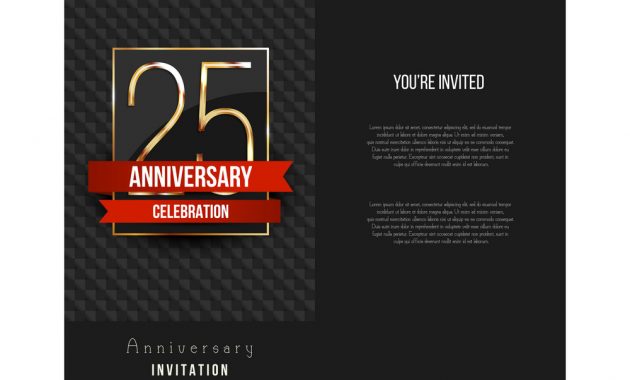 25th Anniversary Invitation Card Template Vector Image in measurements 1000 X 955