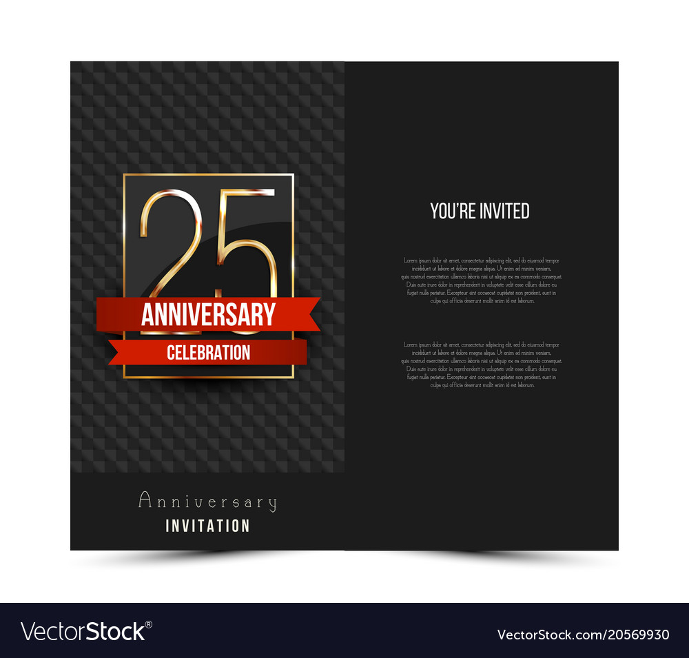 25th Anniversary Invitation Card Template Vector Image in measurements 1000 X 955