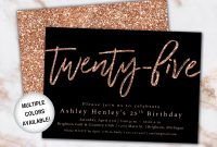 25th Birthday Invitation Rose Gold Twenty Fifth Birthday intended for dimensions 3000 X 2400